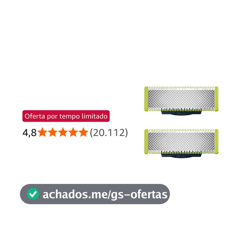 Philips OneBlade QP220/51 Lâminas de Reposição Masculinas em Aço Inoxidável – Pacote com 2 Unidades