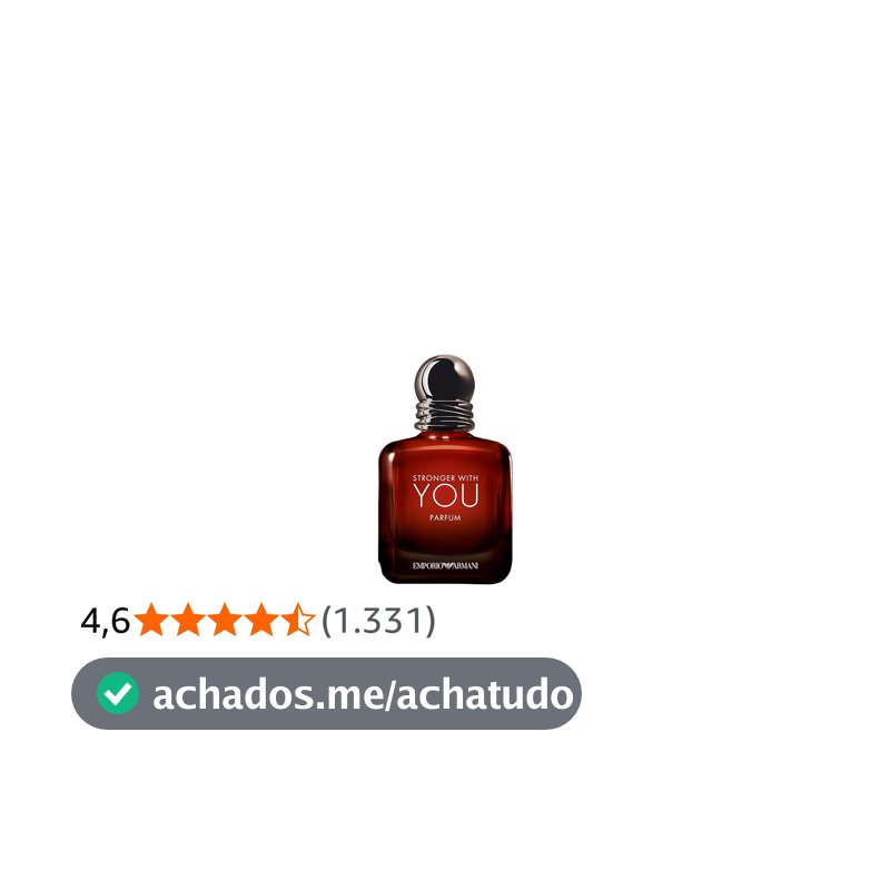 Armani Beauty, Stronger With You Parfum, Giorgio Armani Perfume Masculino, Fragrância Fougère Ambarada e Amadeirada com Notas de Baunilha Picante, Couro, Pimenta Rosa e Lavanda