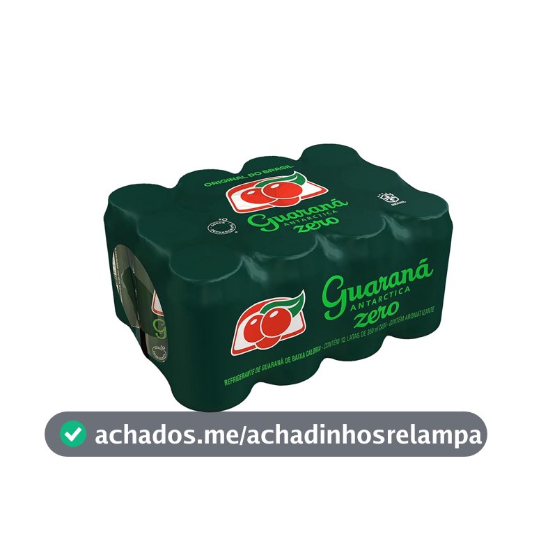 Refrigerante Zero Guaraná Antarctica, Lata 350ml, Pack com 12 unidades