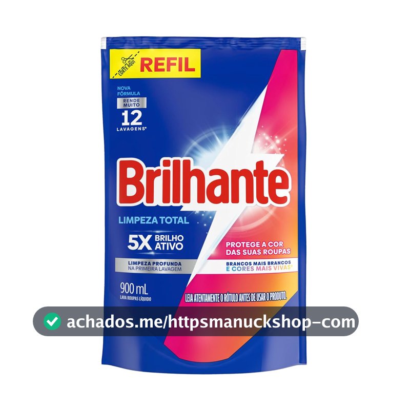 Brilhante Sabão Liquido Limpeza Total Refil 900 Ml