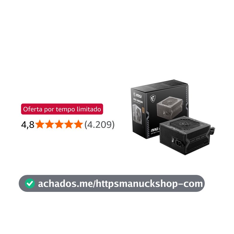 Fonte de Alimentação MSI MAG A650BN - 650W, 80 Plus, Bronze, PFC Ativo