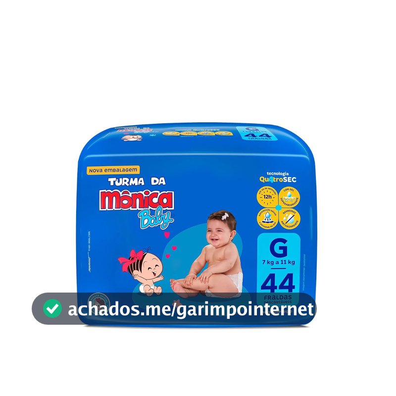 Fralda Turma da Mônica Baby Mega G 44 Unidades