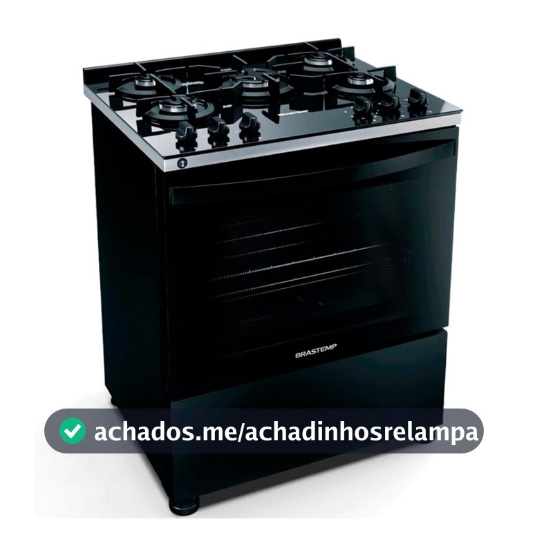 Fogão 5 Bocas de Piso Brastemp Mesa de Vidro Bivolt Preto BFS5VCE