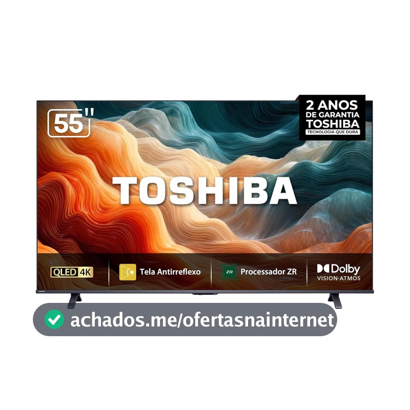 Toshiba Smart TV MiniLED QLED 4K 55" Polegadas 55M450SS com Painel Antirreflexo Processador de AI ZR Som Aprimorado por AI Modo Game