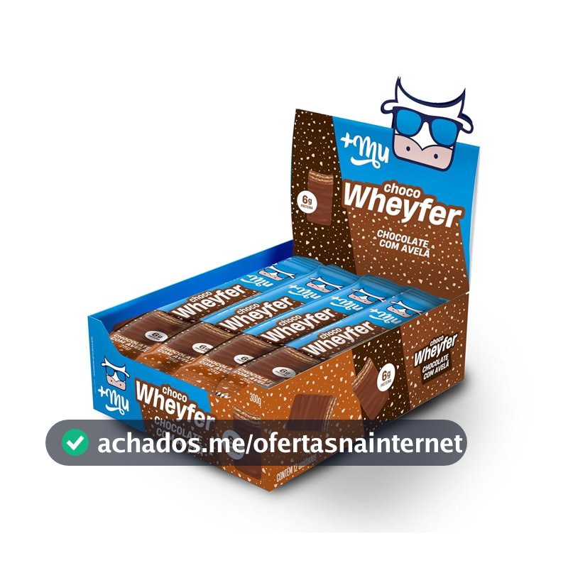 Wafer Proteico +Mu Chocowheyfer - Chocolate com Avelã - 12 unidades 25g