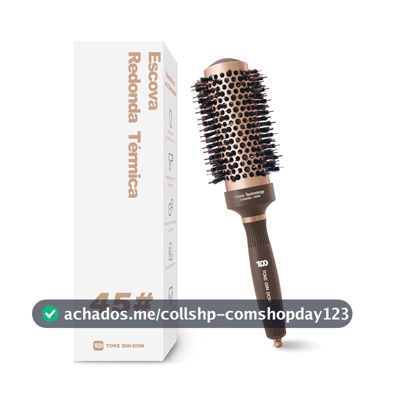 TOKE DIN DON Escova Redonda Modeladora Térmica Vazada Cerdas de Javali 45mm