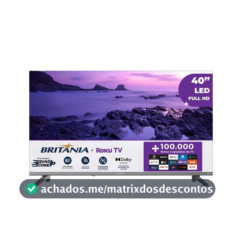 Smart TV 40" Britânia Roku TV HDR10 Dolby Audio B40CRA