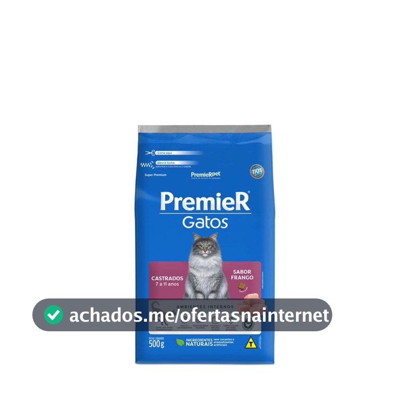 PremieR Pet Ambientes Internos Ração Seca para Gatos Castrados 7 a 11 Anos Sabor Frango 7,5kg