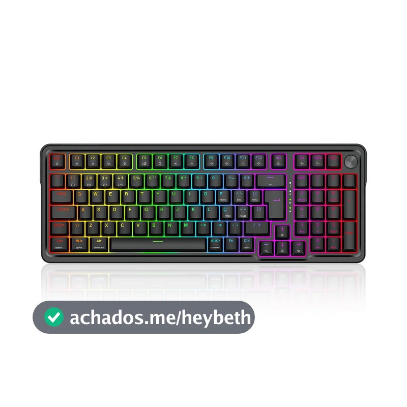 Teclado Mecânico Gamer Redragon Eisa Pro Preto RGB Switch Mambo 1800 Compact Hotswap 5 Pinos ABNT2 Gasket Mount USB Tipo-C, Bluetooth e USB 2.4GHz K686-RGB-PRO (PT-MAMBO)