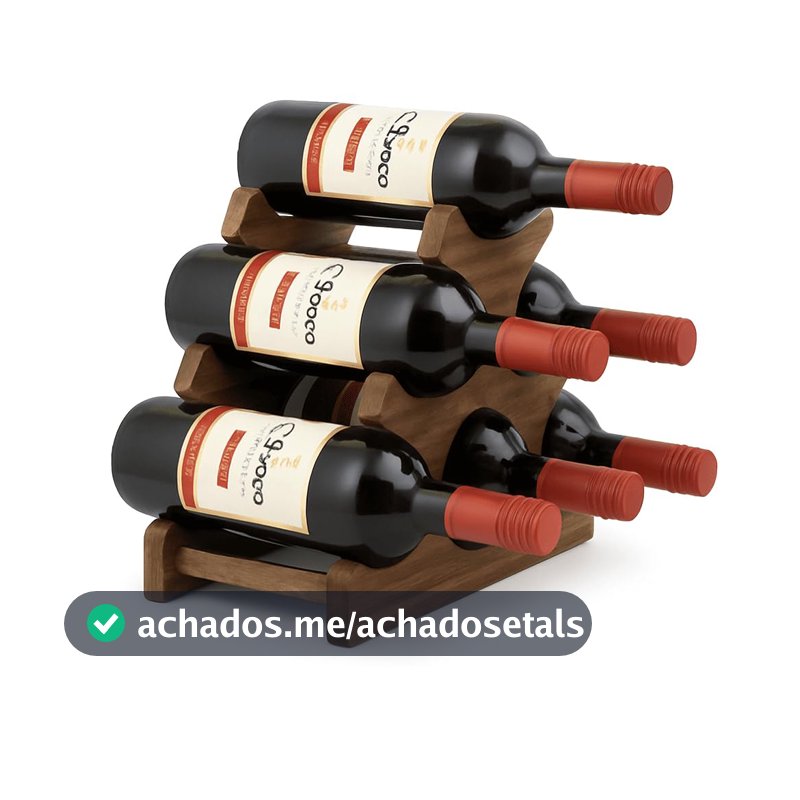 Adega Porta Vinhos Madeira 6 Garrafas para Mesa Rack Adega Armário Bar Cozinha Restaurantes Decoração - La Nacasa
