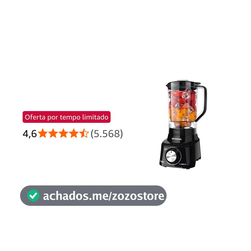 MONDIAL Liquidificador, Turbo L-900W, 110V, Preto, 2,7L - L-900-FB