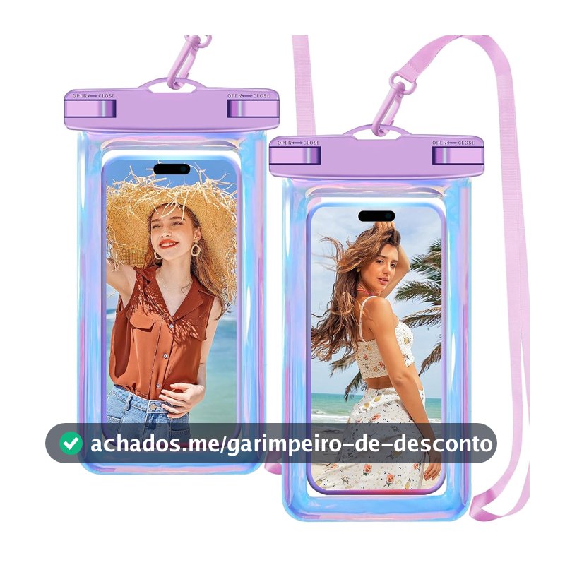 Kit com 1 Estojos Impermeáveis para Celular, Capa Flutuante à Prova d'Água IP68, Bolsa Estanque para Celulares de até 7,5" para iPhone 17 16 15 14 13 Pro MaxCaiaque/Praia/Cruzeiro