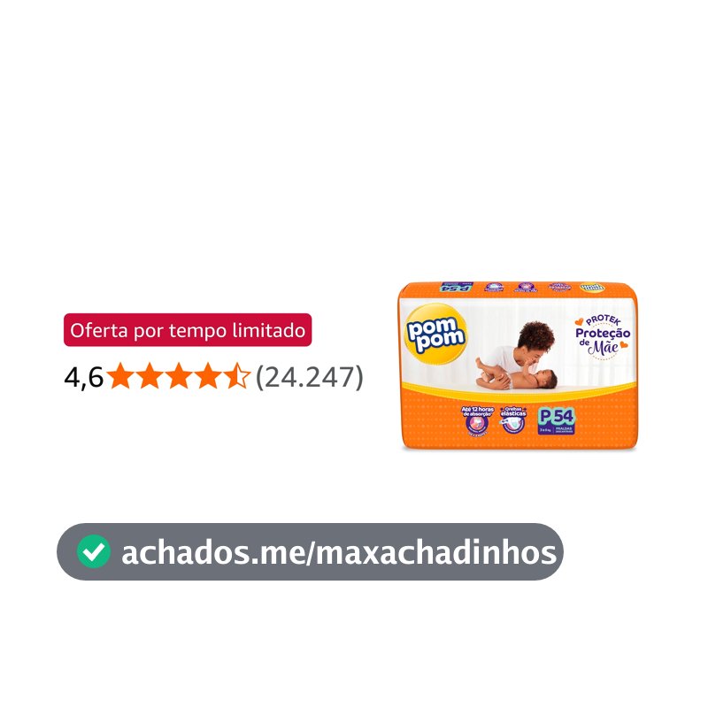 Fralda Pom Pom Protek Proteção de Mãe Mega P 54 Unidades