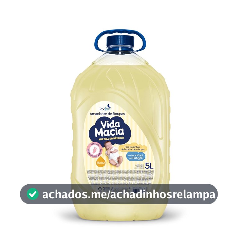 Amaciante de Roupa Casa Km Vida Macia, Glicerina e Camomila, 5L