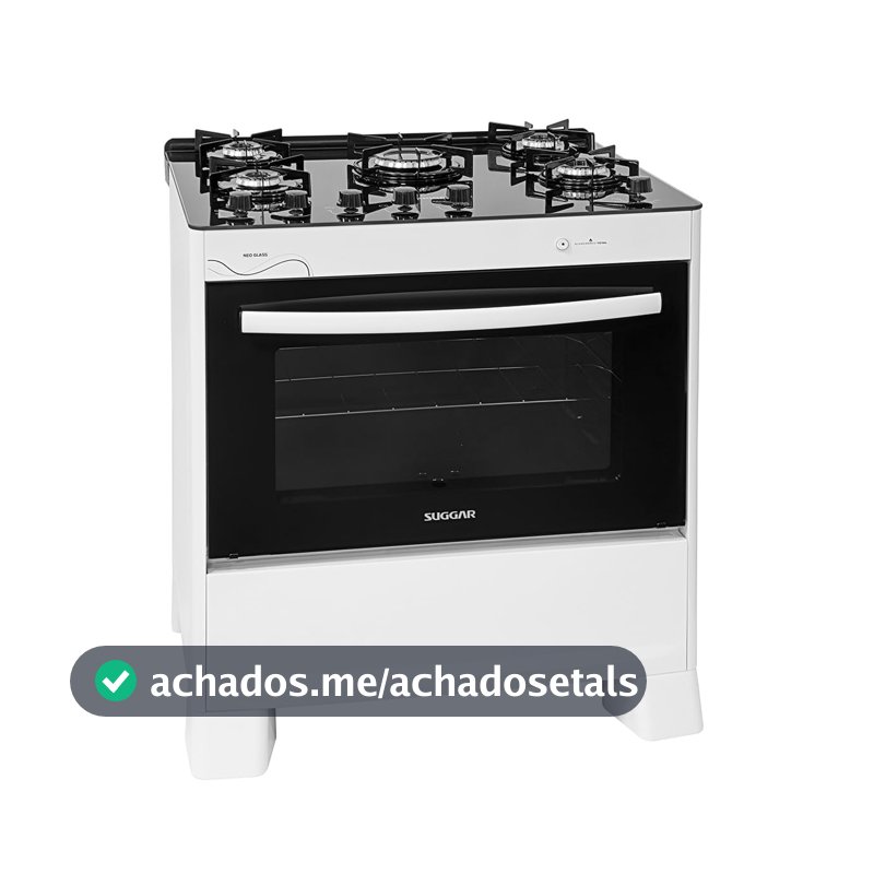 SUGGAR FOGÃO NEO GLASS BRANCO MESA DE VIDRO 5 BOCAS TREMPE 6 APOIOS ACENDIMENTO AUTOMÁTICO FGVNG510BR