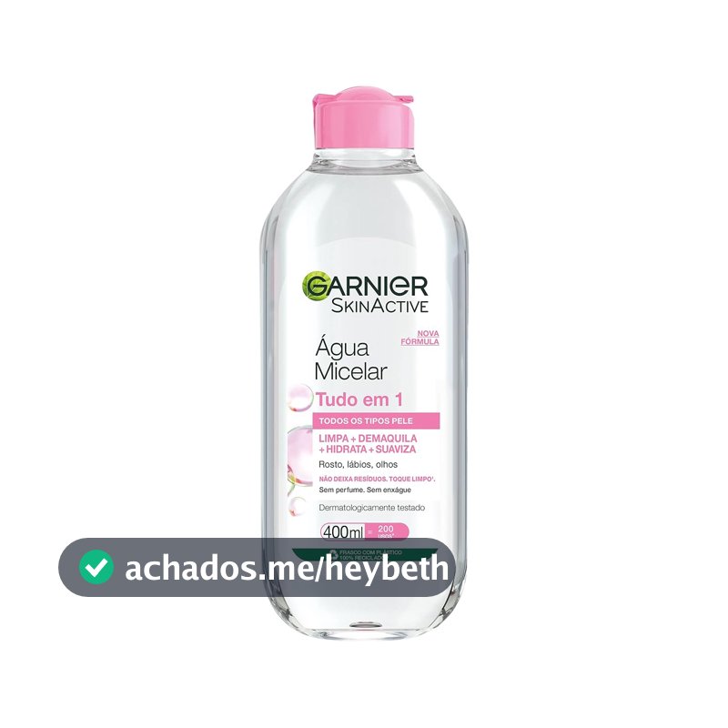 Garnier SkinActive Água Micelar de Limpeza Tudo em 1, Solução Demaquilante que Limpa, Tonifica e Remove Oleosidade, Fórmula Suave Sem Álcool para Todos os Tipos de Pele, 400ml