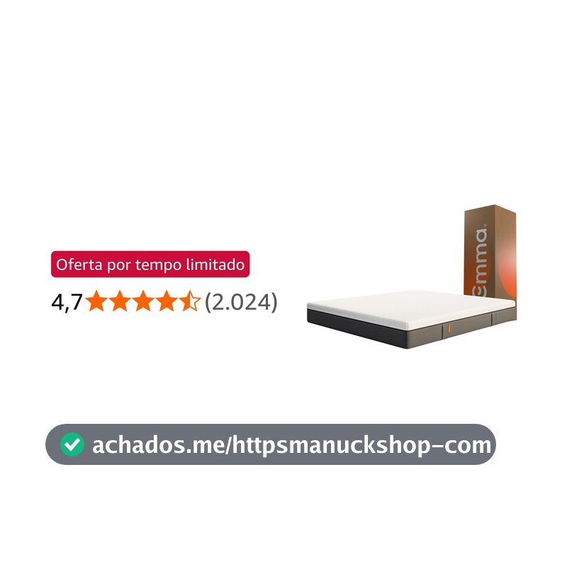Colchão Casal Emma Original 25 cm - 138x188 cm, Espuma Viscoelástica 3 Camadas, Conforto Superior, Suporte para Coluna, Alta Respirabilidade, Capa Lavável, 10 Anos de Garantia, 100 Noites de Teste
