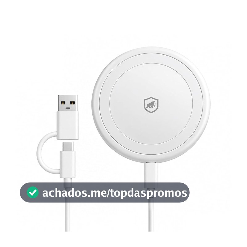 Gshield Carregador Sem Fio Wireless Discovery 3 em 1 Tipo C + Adaptador USB A, 15W Carregamento Rápido, Compatível com iPhone, Apple Watch e Airpods, Branco