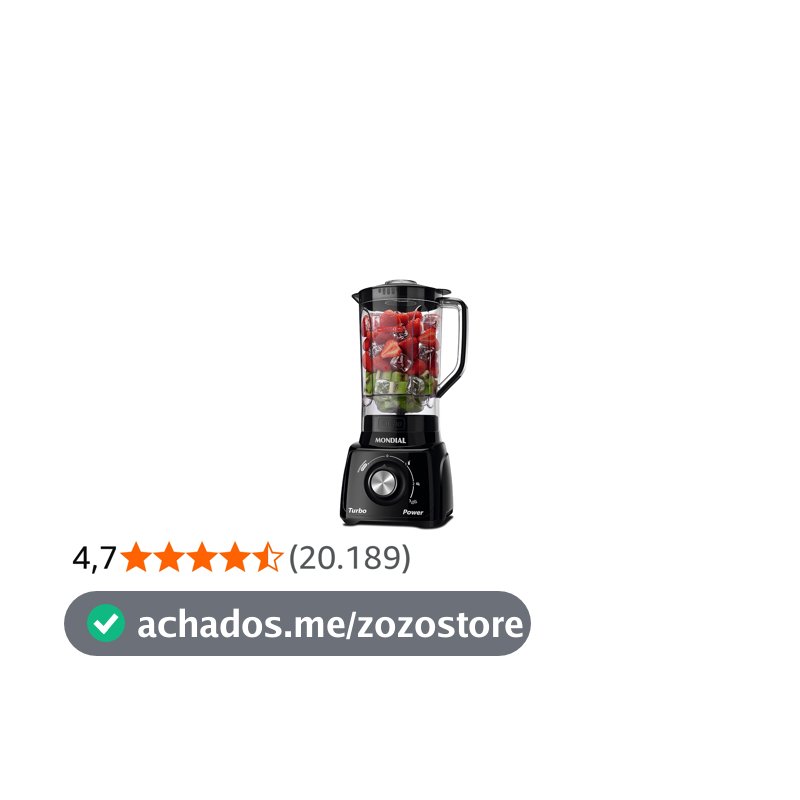 MONDIAL Liquidificador Turbo Power, Preto, 550W, 220V - L-99 FB