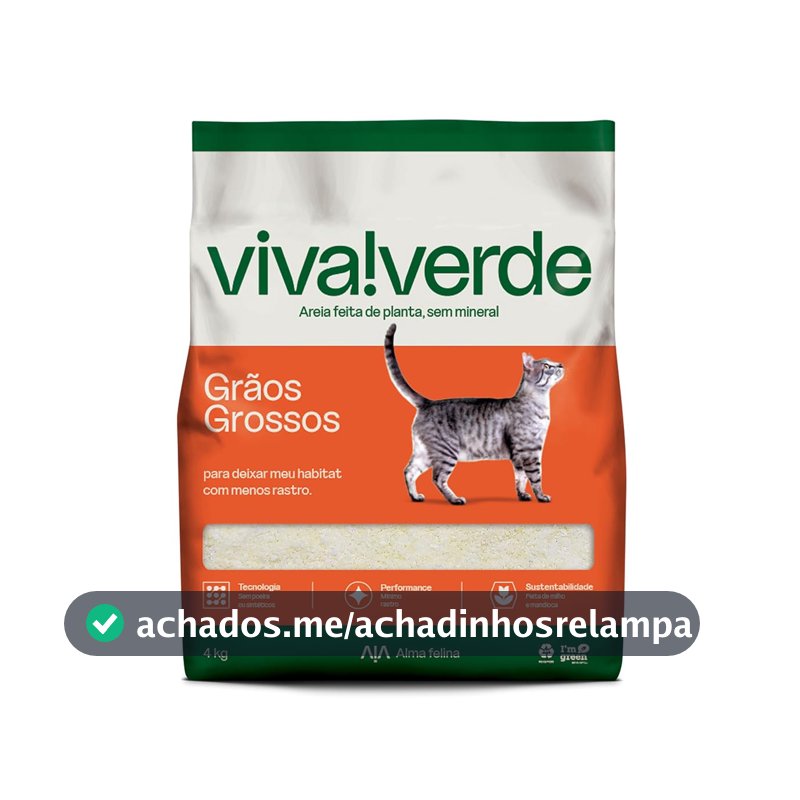 Viva Verde Areia Higiênica Biodegradável para Gatos Grãos Grossos 4kg
