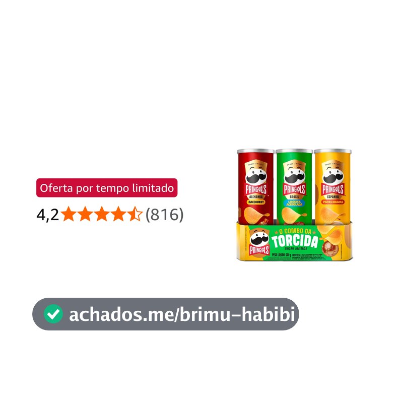 Salgadinho Batata Frita Pringles Tripack Especial Festa do Futebol