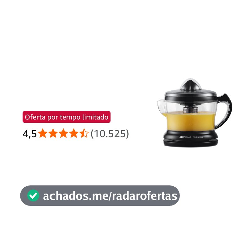 MONDIAL Espremedor Premium, Preto, 30W, 110V - E-02