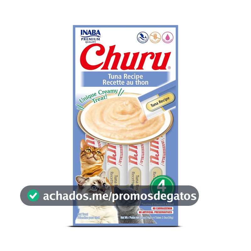 Churu Petisco Para Gato Sabor Atum 4 Tubos de 14g