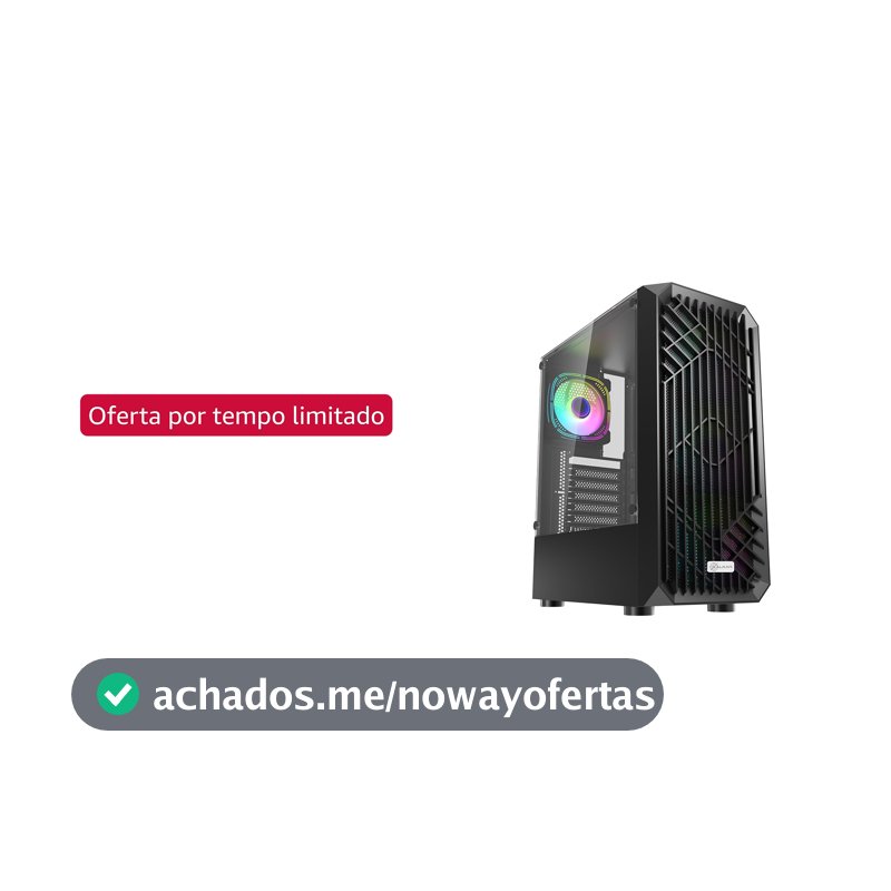 Gabinete Gamer Kalkan Alfern Lite Preto ATX Mid Tower Sem Fans Janela Lateral Acrílico USB 3.0 Painel Frontal Mesh KLK00088