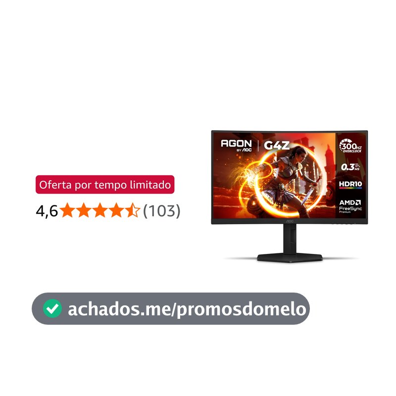 Monitor Gamer Curvo AOC AGON G4Z 27" 300Hz 0,3ms HDR10 Base Ajustável C27G4Z/P