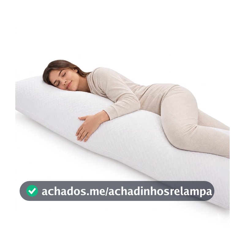 Brambila Travesseiro de Corpo Gigante Matelado Premium, Branco, Macio, 140x40 cm, para Dormir de Lado, Suporte para Coluna e Gestante Travesseiro Xuxão Antialérgico e Antiácaros para Proteção.