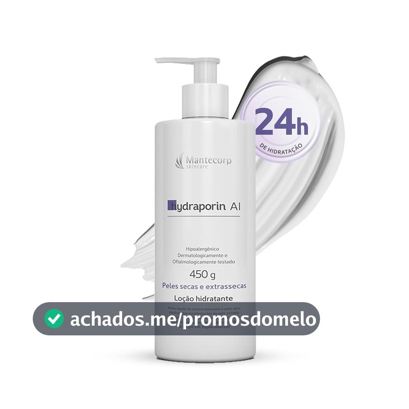 MANTECORP - Hidratante Corporal Hydraporin AI - Hidratação Intensa para Peles Secas e Sensíveis, Hidrata 24h, Ação Anti-inflamatória e Calmante - 450g