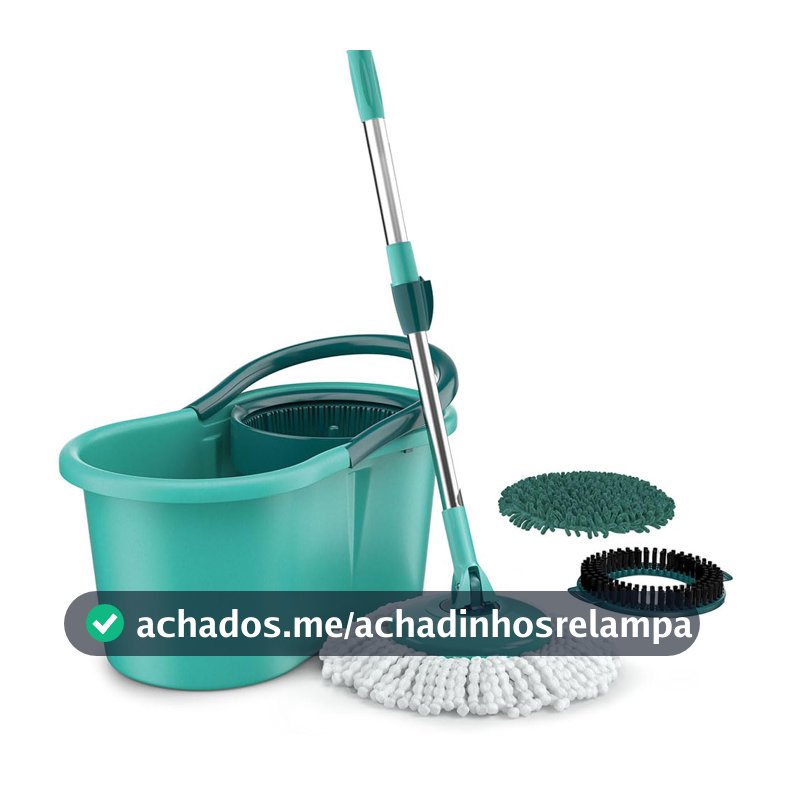 Mop Giratório 3 Em1, Balde com 12 Litros e 3 Opções de Refis, ( Microfibra, Tira Pó e Limpeza Pesada) MOP8258, Flash Limp - PP
