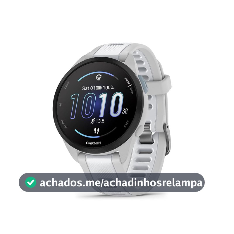Garmin Relógio Forerunner 165 Branco com Cinza 43mm com Monitor Cardíaco de Pulso e GPS