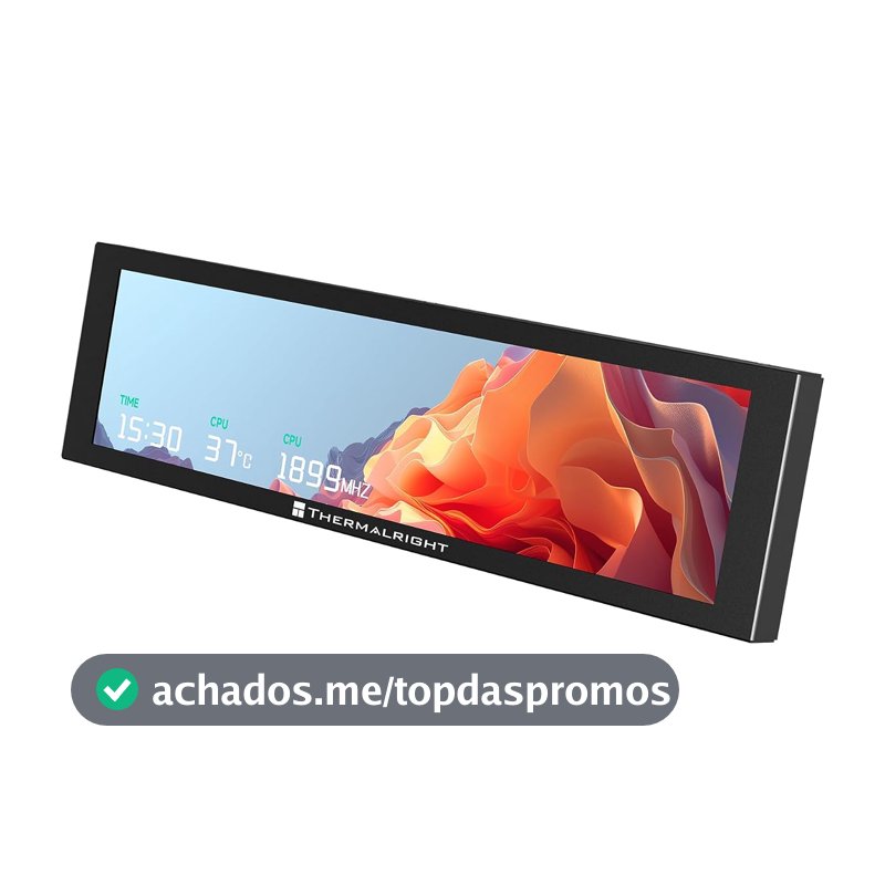 Thermalright Trofeo Vision 9.16 LCD preto, tela magnética LCD colorida de 9,2 polegadas, resolução 1920 x 480, fácil de instalar, temperatura mestre de CPU/GPU (preto)