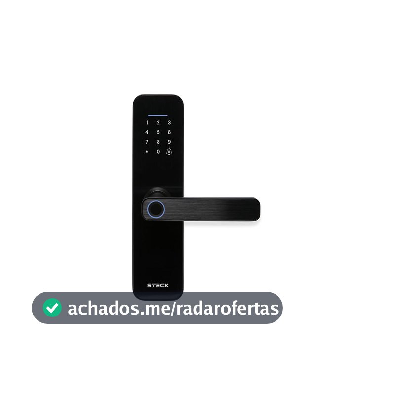 Steck, Fechadura Inteligente Wi-Fi Com Maçaneta e Biometria, Ambiente Conectado, SLOCK3PS1