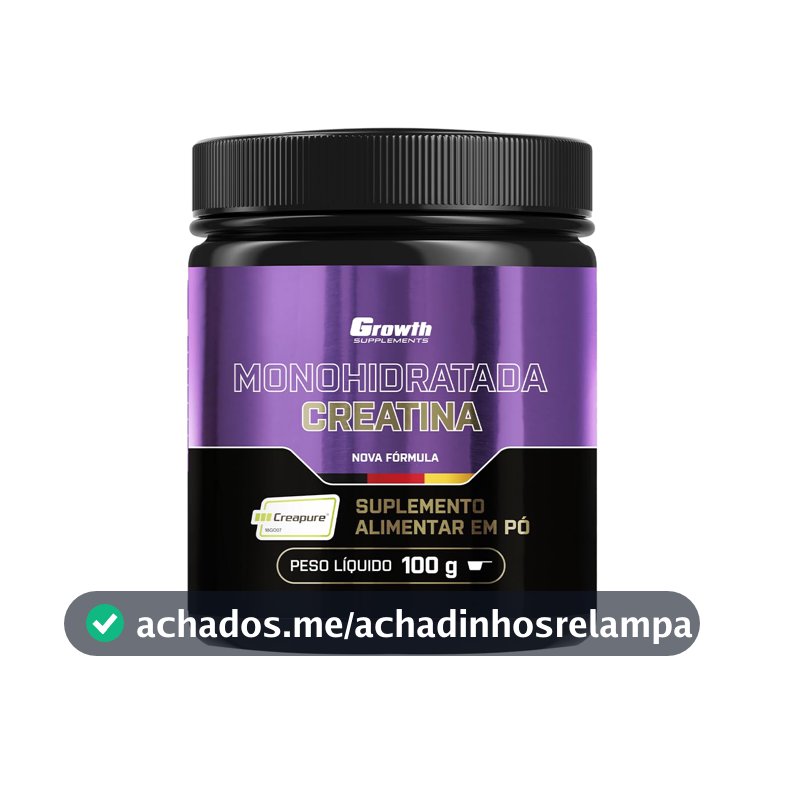 Growth Supplements - Creatina Creapure 100g Pura Treino Musculação - Growth Supplements - Sem sabor em pó