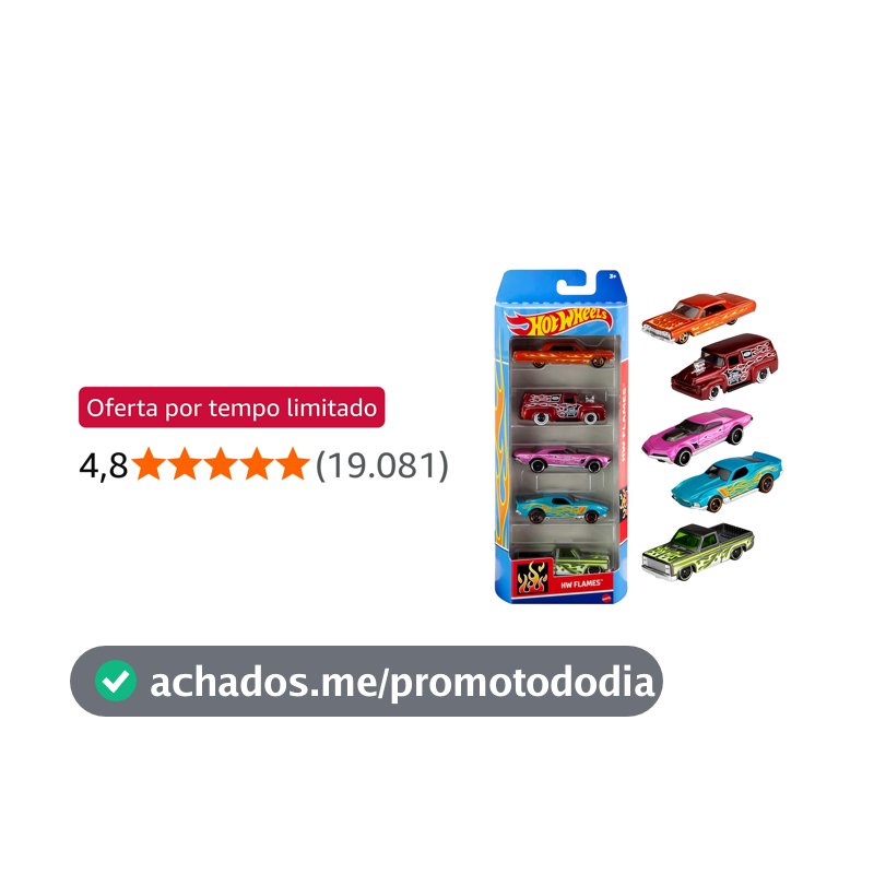Pacote 5 Carros Sortidos, Hot Wheels, Mattel, Multicor - não é possível escolher as cores