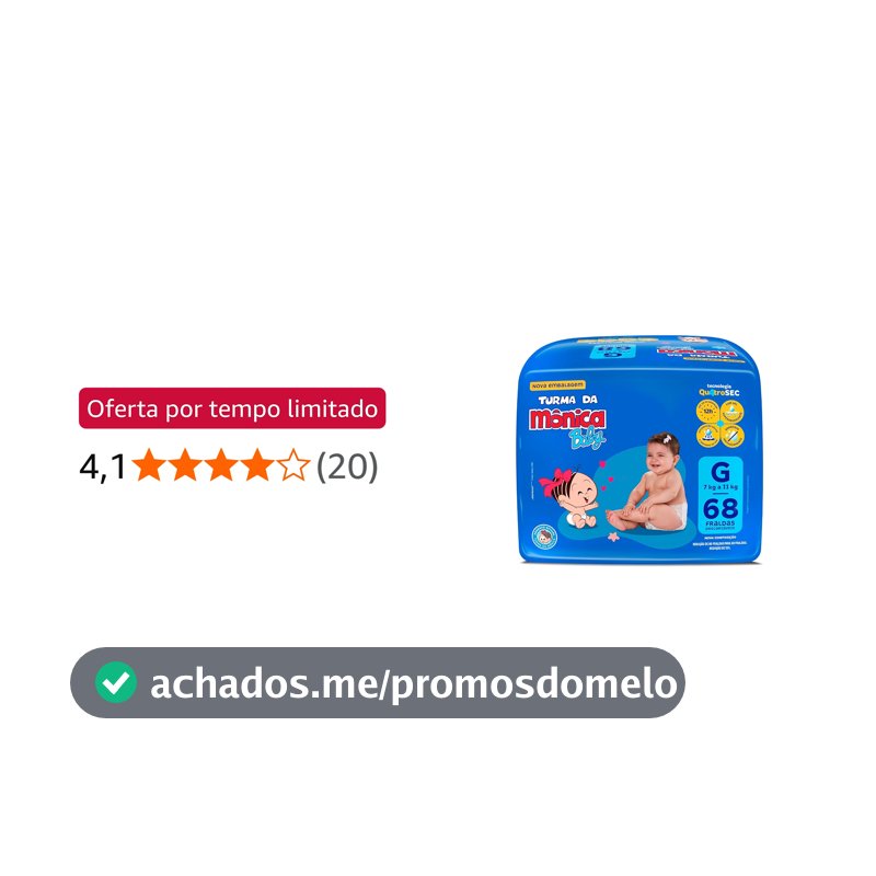 Fralda Turma da Monica Baby Giga G 68 Unidades