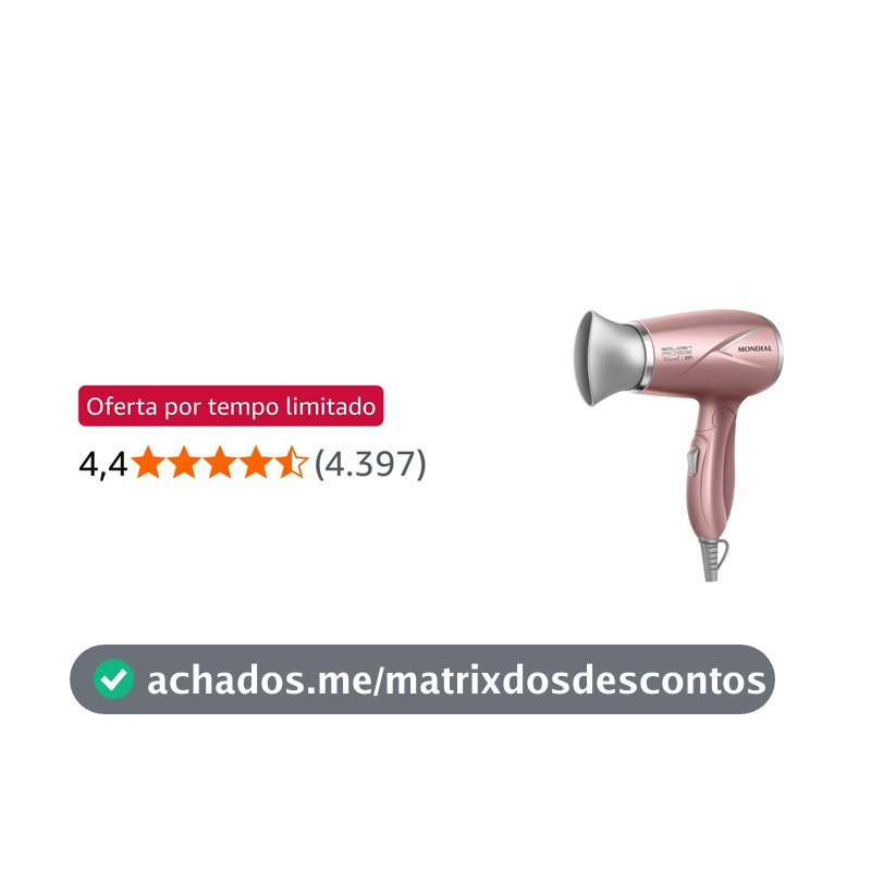 MONDIAL Secador de Cabelos Travel, Golden Rose, 1200W, Bivolt - SC-47-GR