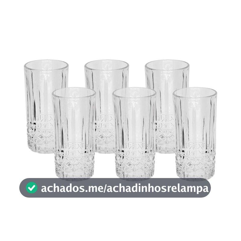 Jogo de 6 Copos Long Drink Luita Vidro Texturizado - 350ml