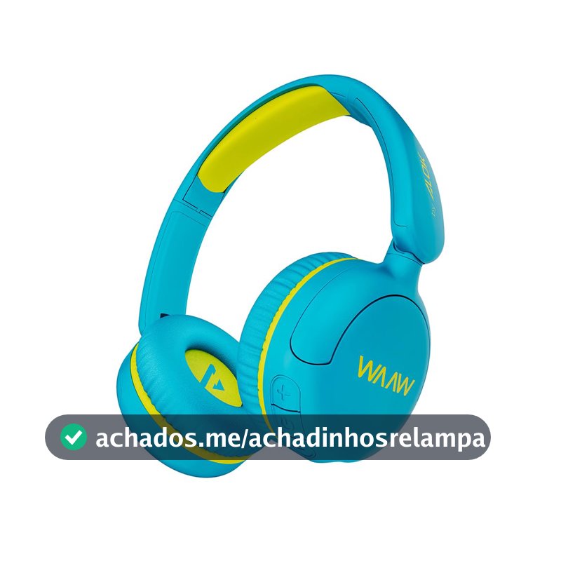 WAAW KIDS JOY 200 Azul, Sem Fio, 70h de Autonomia, Com Microfone, Cabo P2 e Adesivos