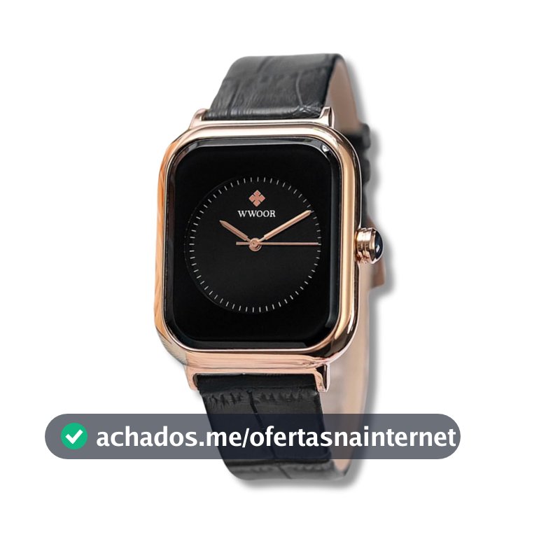 Relógio Feminino Minimalista à Prova d’Água com Pulseira de Couro Preto e Movimento a Quartzo – "Spotless" – Acompanha Caixa Premium