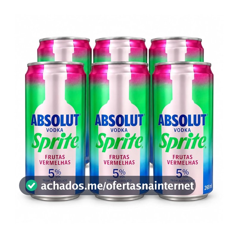 Kit 6 Unidades Bebida Alcoólica Absolut Vodka Sprite Frutas Vermelhas 269ml