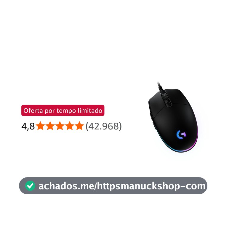 Mouse Gamer Logitech G203 LIGHTSYNC RGB, Efeito de Ondas de Cores, 6 Botões Programáveis e Até 8.000 DPI - Preto