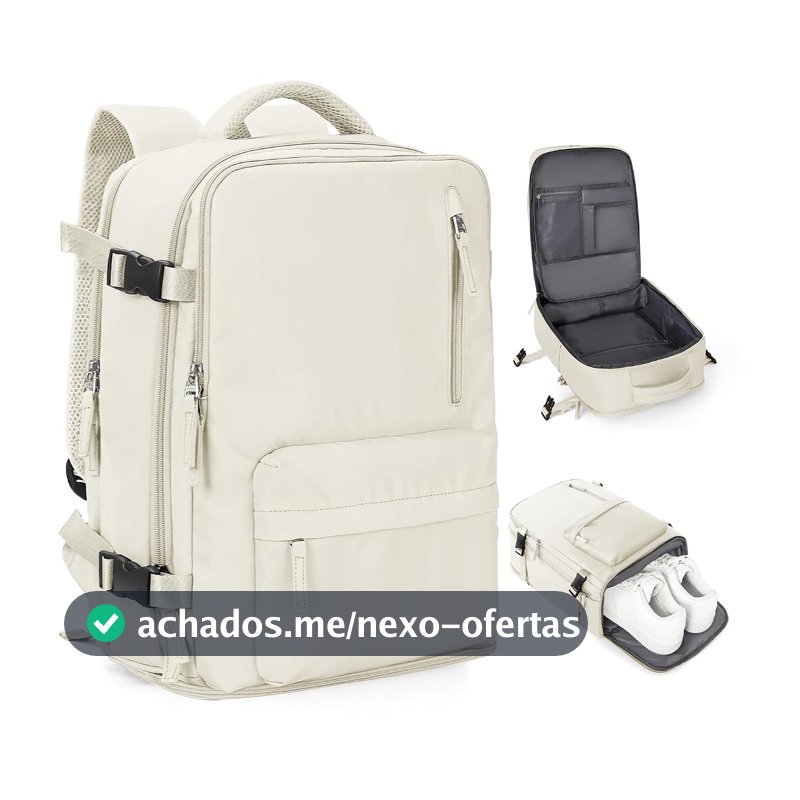 Mochila coowoz de viagem esportiva unissex, bagagem de cabine, aprovada por companhias aéreas, para notebook, A- Bege, Large