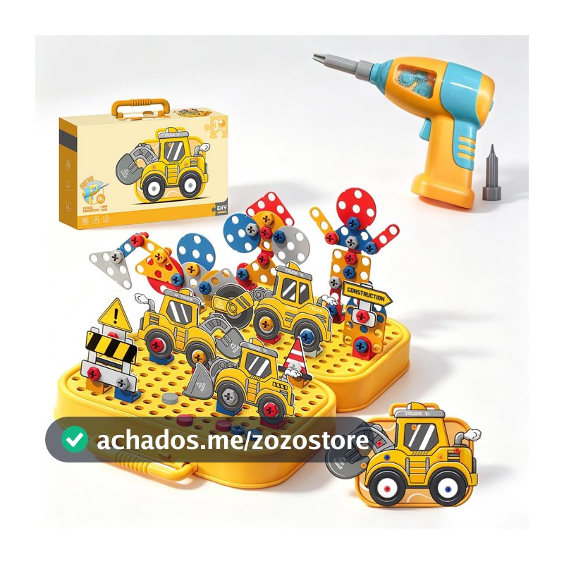 Blocos de Montar STEM Construção Ferramentas Criativas Brinquedos Infantil (225 Peças)