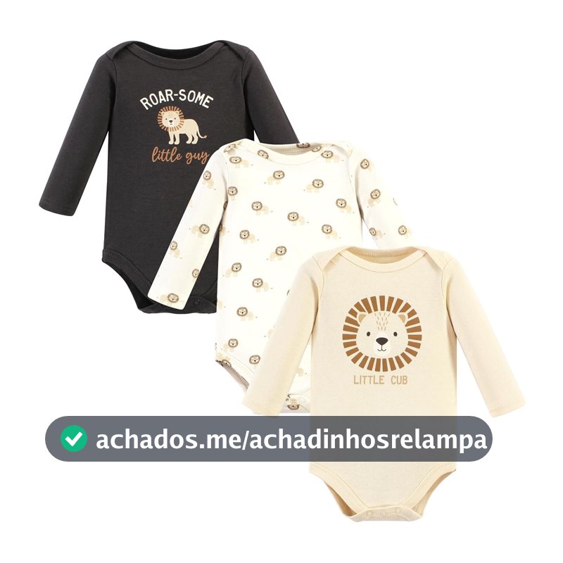 Hudson Baby Bodies unissex de manga comprida de algodão para bebê, Brave Lion, Preemie Hudson Baby Bodies unissex de manga comprida de algodão para bebê, Brave Lion, Preemie Hudson Babybebê-unissex