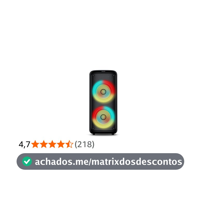 PHILIPS, Caixa de Som Bluetooth Party Speaker, TAX4000/78, com Luzes LED, entradas USB, Auxiliar, Microfone/Guitarra e Alça para Transporte