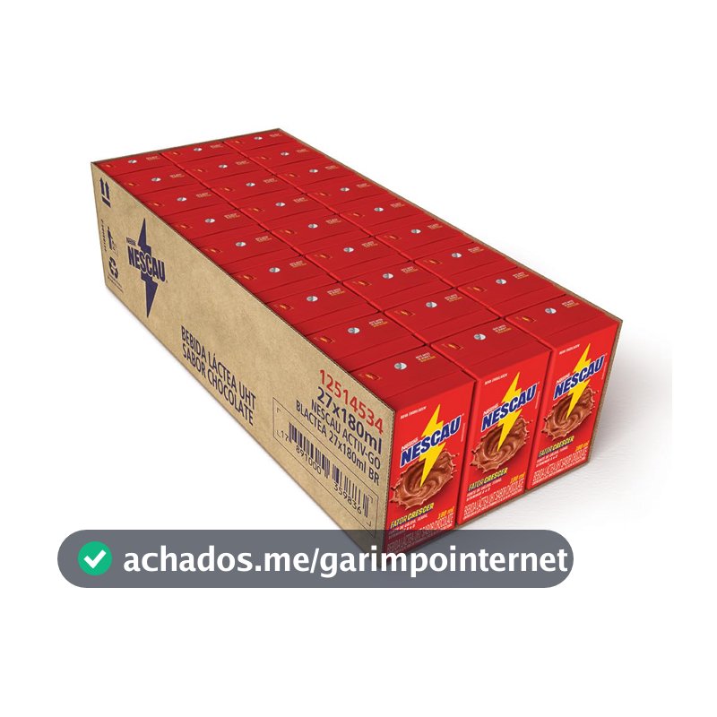 Bebida Láctea Nescau Chocolate, 180ml, 27 Unidades