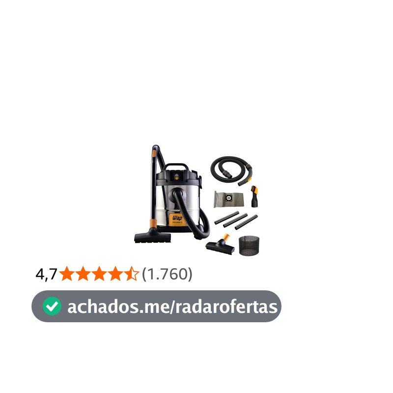 WAP Aspirador de Pó e Água Barril GTW INOX 12, Compacto, 12 Litros, com Filtro Lavável, 160mbar 1400W 127V